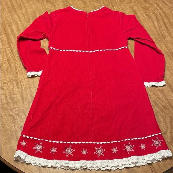 Hanna Andersson Red Corduroy Dress with Lace Trim - Picture 8 of 13